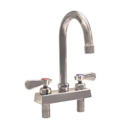 BK RESOURCES Evolution 4" Deck Mount Stainless Steel Faucet, 5" Gooseneck Spout EVO-4DM-5G